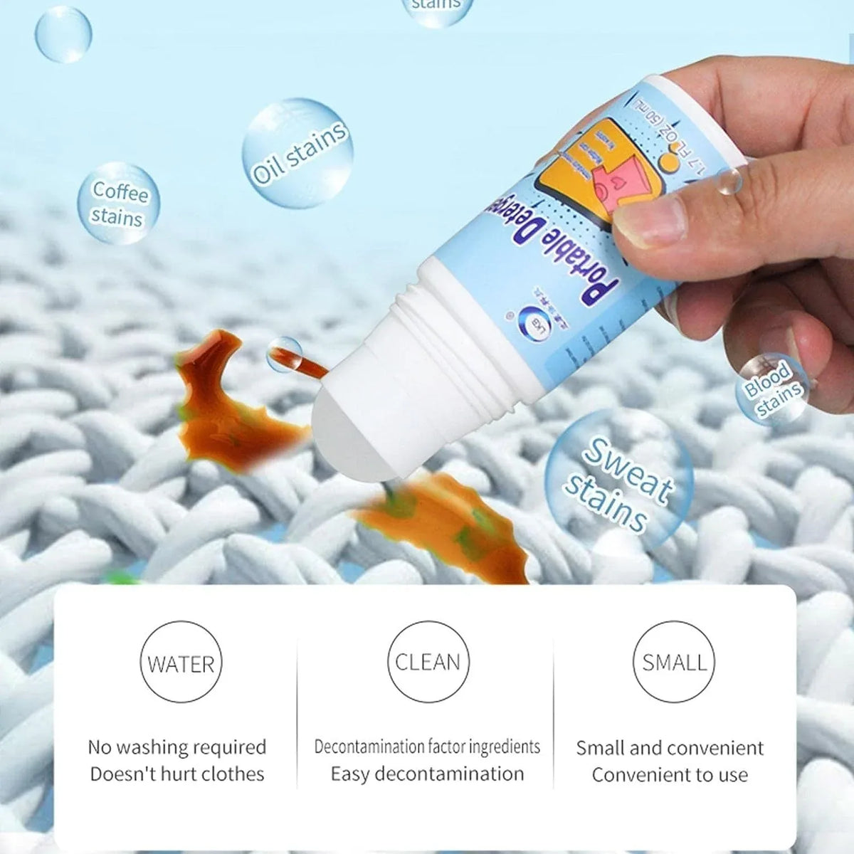 7933 Clothes Stain Remover Bead Design Emergency Stain Rescue Roller-ball Cleaner For Natural Fabric Removes Oil Almost All Types Of Fabrics - Zidbik
