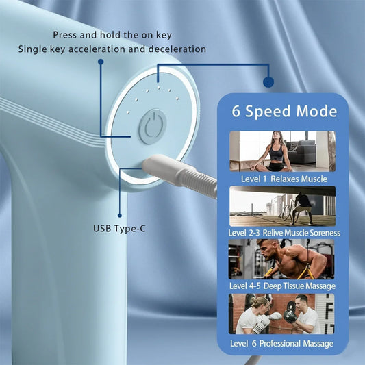 Electric Vibrating Massage Gun With Multiple Interchangeable Heads - Zidbik