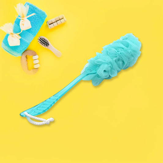 6702a Loofah Back Scrubber For Shower Long Handle Bath Sponge Shower Brush Soft Nylon Mesh Back Cleaner Washer Body Bath Brush For Women And Men Bathroom Shower Accessories (45 Cm) - Zidbik
