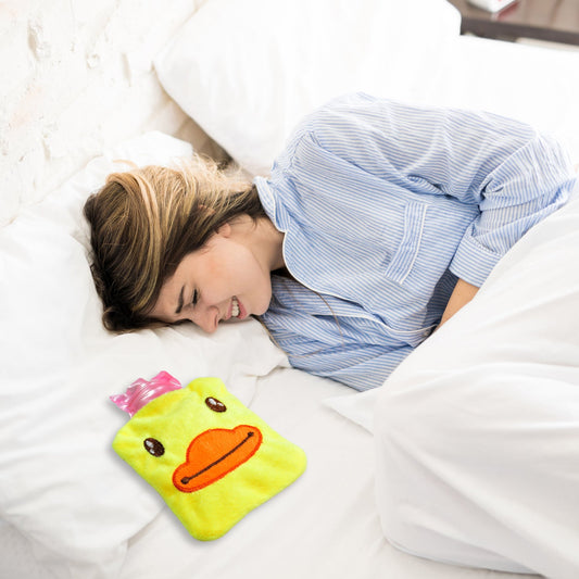 6511 Yellow Duck Small Hot Water Bag With Cover For Pain Relief Neck Shoulder Pain And Hand Feet Warmer Menstrual Cramps. - Zidbik