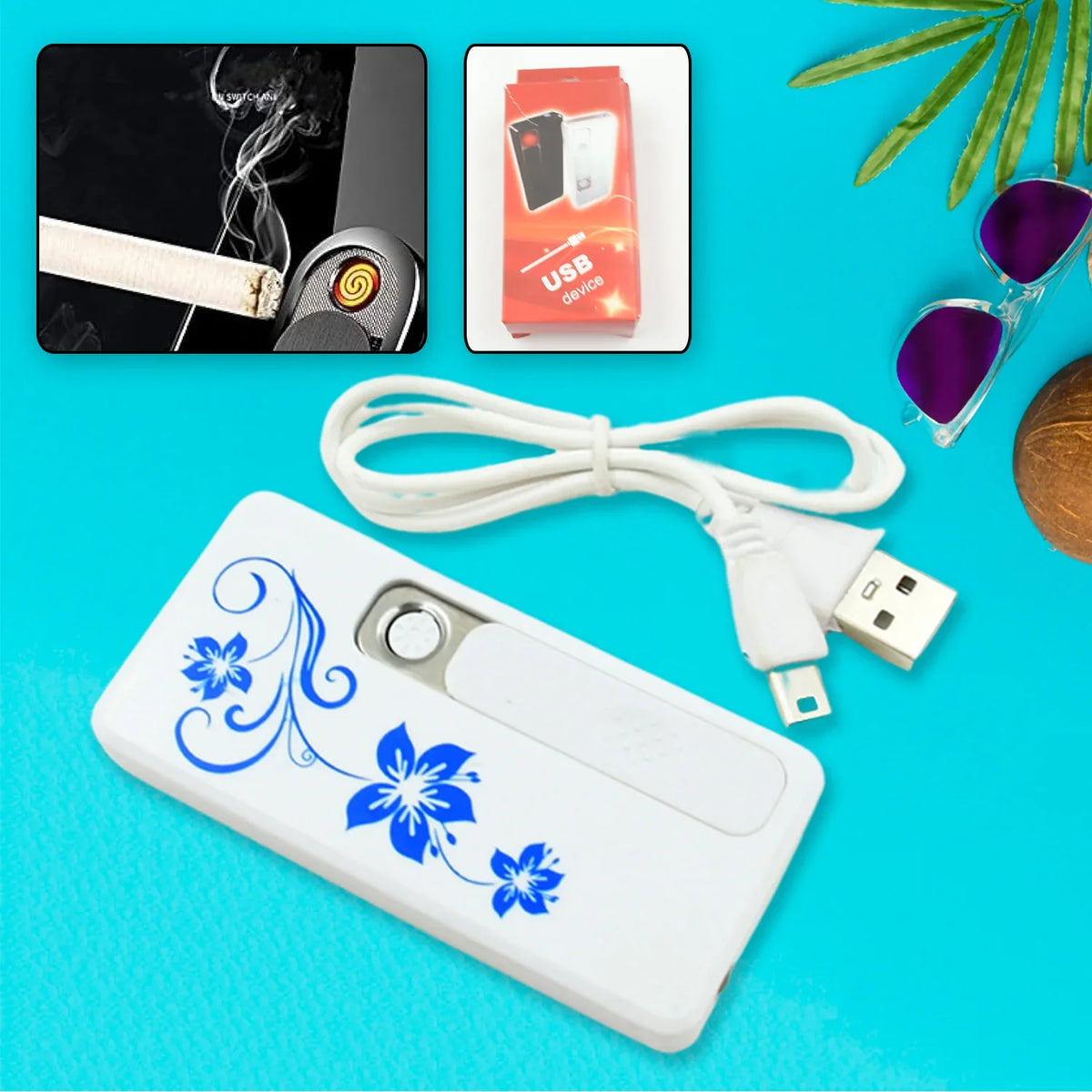8882 Stylish Electric Usb Lighter For Men Women Regular Cigarettes Portable Usb Rechargeable Flameless Coil Slim Cigarette Lighter With Charging Cable Windproof E Lighter Lighter For Smoking (1 Pc ) - Zidbik