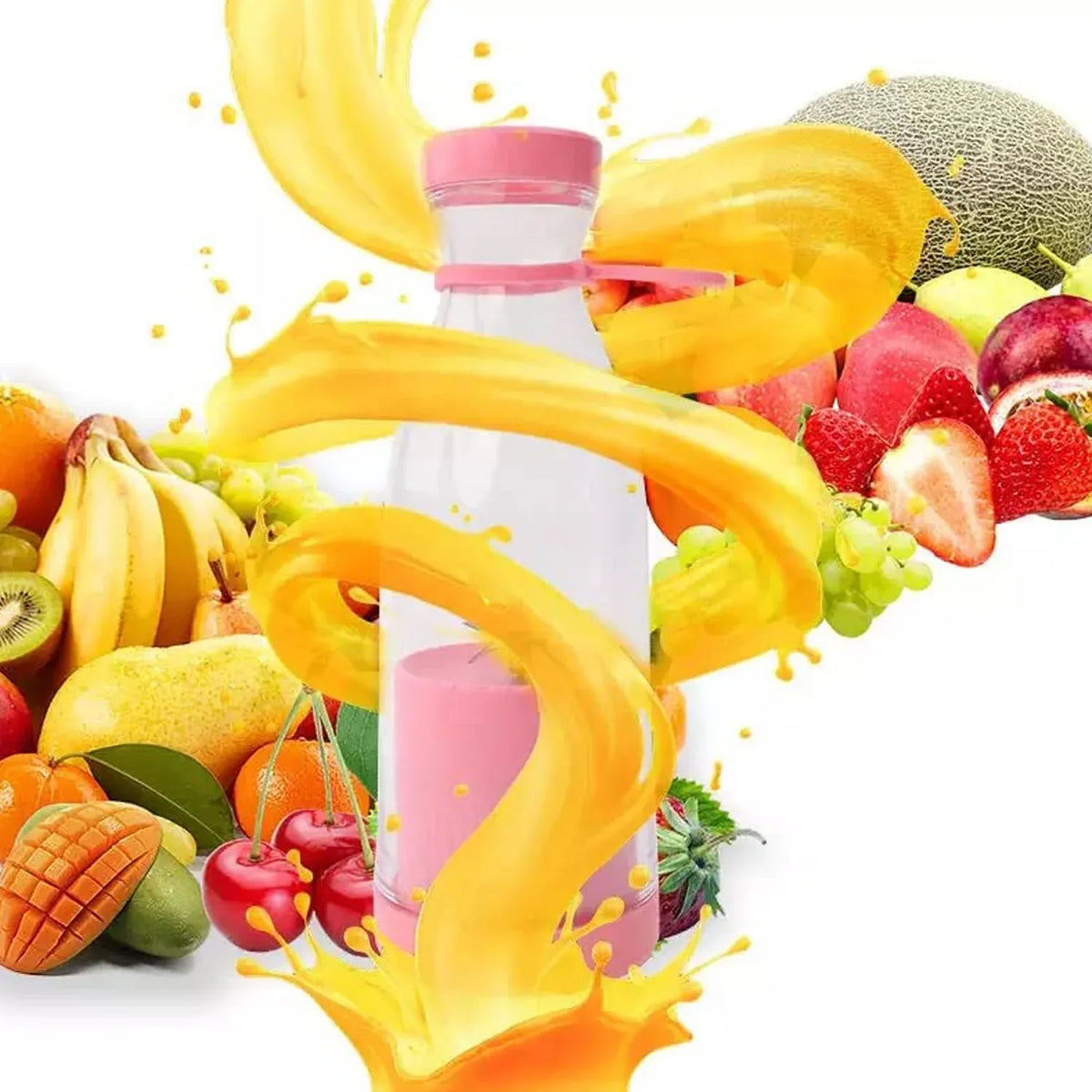 Portable Juicer Blender 5334a - Mini Wireless Charging Smoothie & Vegetable Shake Mixer Bottle with 6 Blades, 420 ml, Multicolor - Zidbik