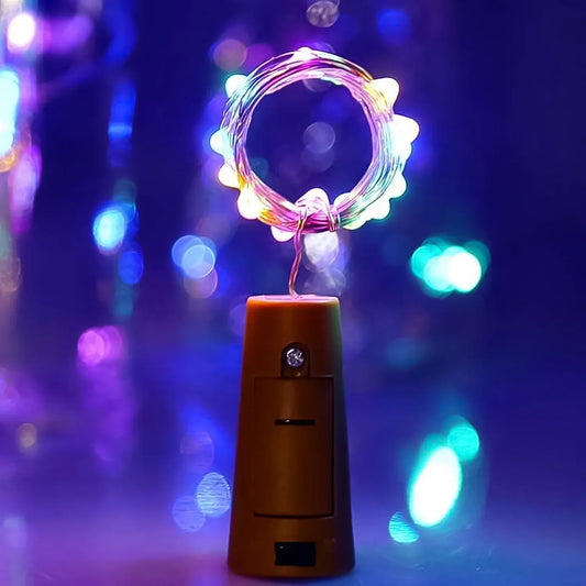 Wine Bottle Cork String Light Multi Led 2m Cable Length Copper Wire Battery Operated (Multicolor Light 1 Pc) - Zidbik
