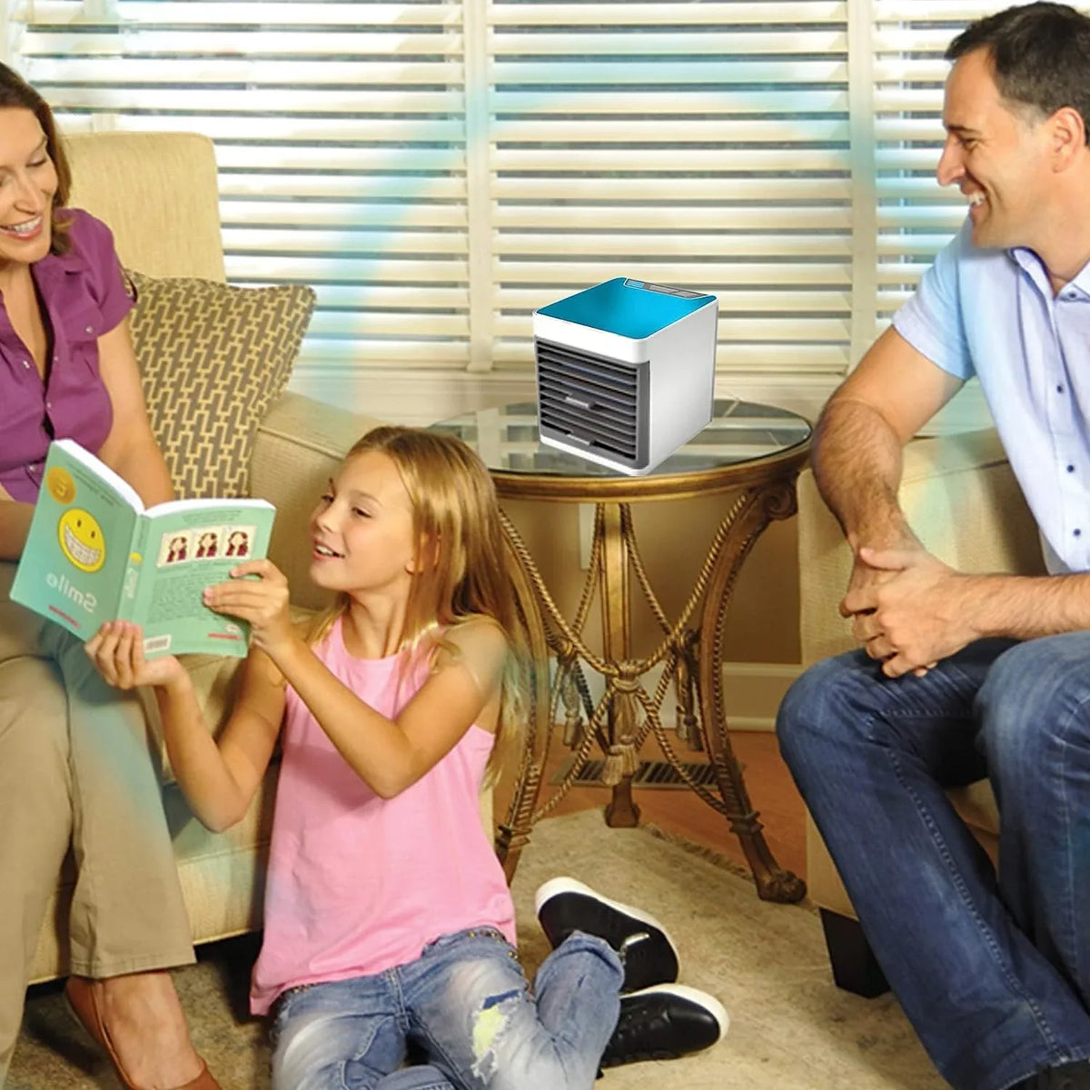 1464 Mini Portable Air Cooler Personal Space Cooler Easy To Fill Water And Mood Led Light And Portable Air Conditioner Device Cool Any Space Like Home Office - Zidbik