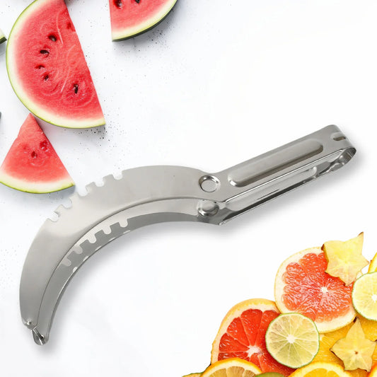 10053 3in1 Stainless Steel Watermelon Cantaloupe Slicer Knife Corer Fruit Vegetable Tools Kitchen (1 Pc) - Zidbik