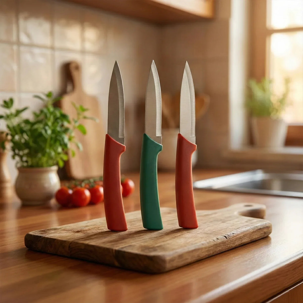 Multipurpose Kitchen Fruit Vegetable Cutting Knife Set (Pack Of 3) - Zidbik