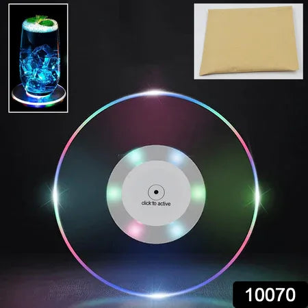 Colorful Led Cocktail Coaster Round Ultra-thin Led Drink Coaster (1 Pc) - Zidbik