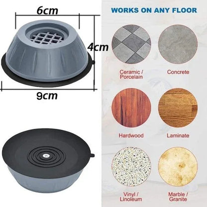 4657 Washer Dryer Anti Vibration Pads With Suction Cup Feet - Zidbik