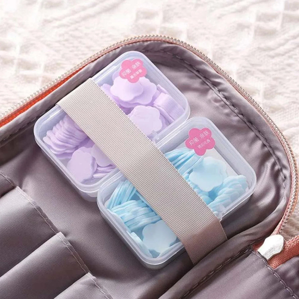 Mini Portable Travel Soap Paper Sheets Flower Shape (100 Pcs Set Approx Mix Color) - Zidbik