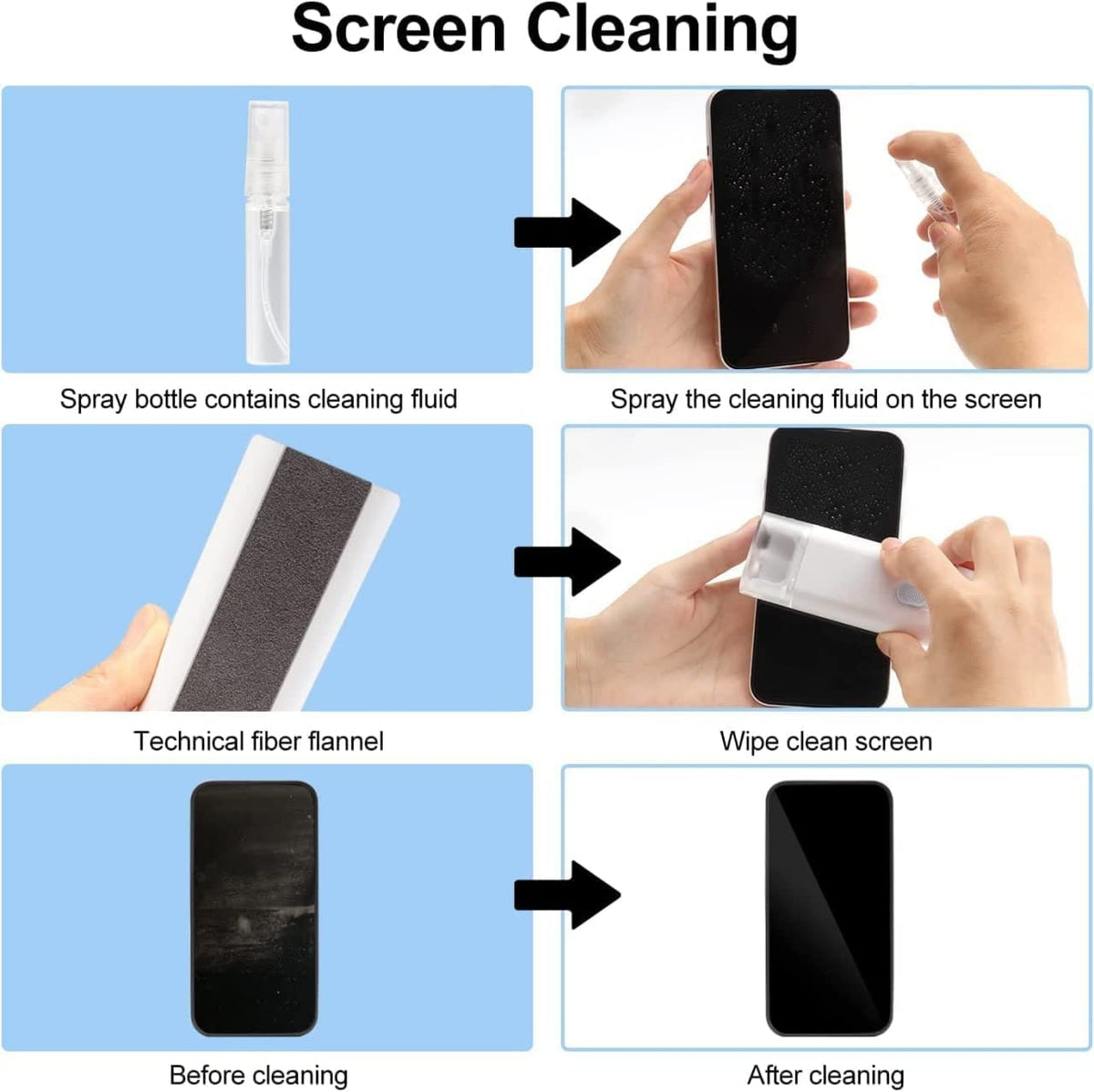 6462 7 In 1 Electronic Cleaner Kit Cleaning Kit For Monitor Keyboard Airpods Screen Dust Brush Including Soft Sweep Swipe Airpod Cleaner Pen Key Puller And Spray Bottle - Zidbik