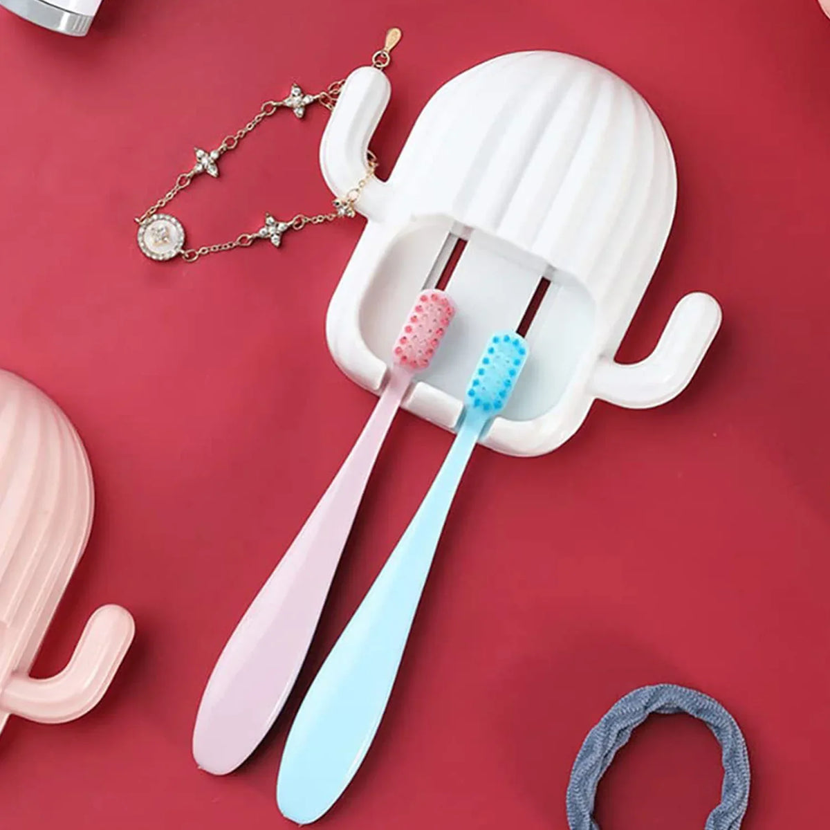 Wall Mounted Cactus-shape Toothbrush Holder (1 Pc) - Zidbik