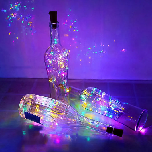 Wine Bottle Cork String Light Multi Led 2m Cable Length Copper Wire Battery Operated (Multicolor Light 1 Pc) - Zidbik