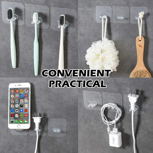 17777 Transparent Self Adhesive Hook Seamless Drill Free Removable Wall Mounted Hanger As Toothbrush Holder Power Plug Socket Holder Waterproof And Oil Proof (1 Pc) - Zidbik