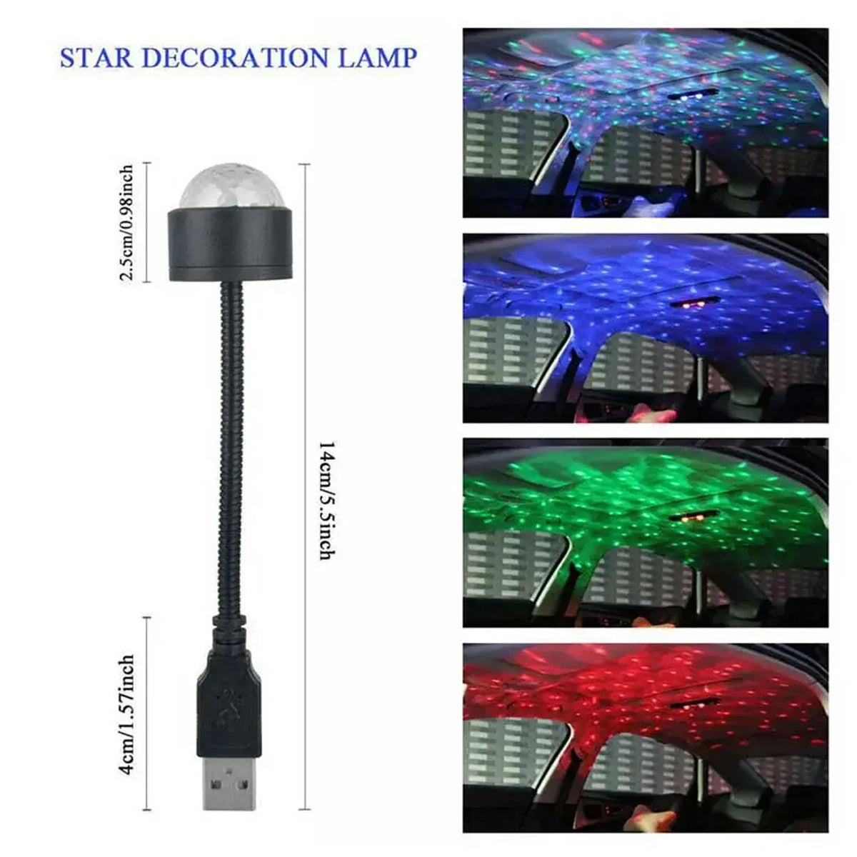 7397 Usb Star Night Light Projector And Mini Disco Ball Light Adjustable Auto Roof Interior Car Ceiling Lights Flexible Atmosphere Strobe Light Decorations For Bedroom Car Party Ceiling - Zidbik