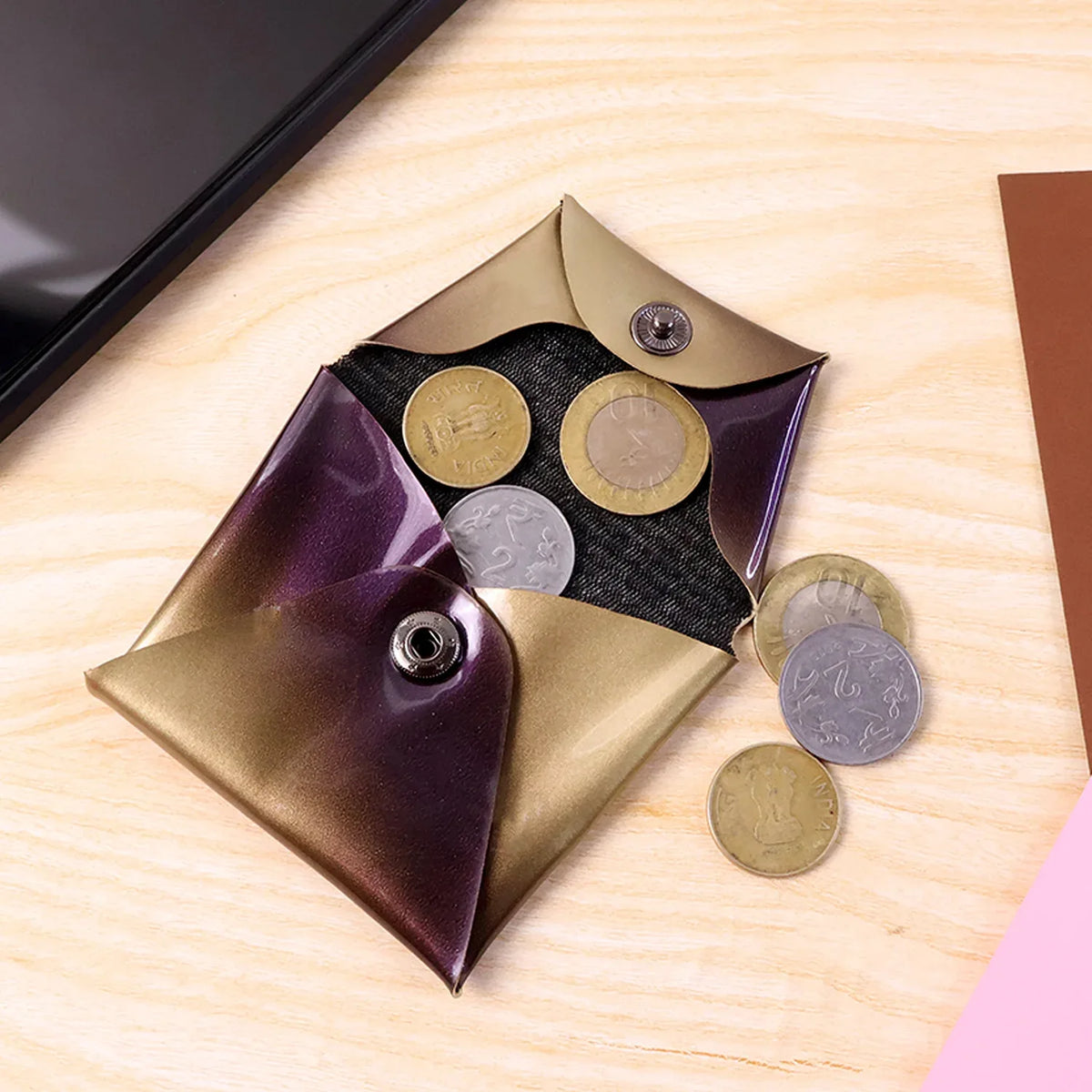 Premium Foldable Pu Leather Coin Pouch (1 Pc) - Zidbik
