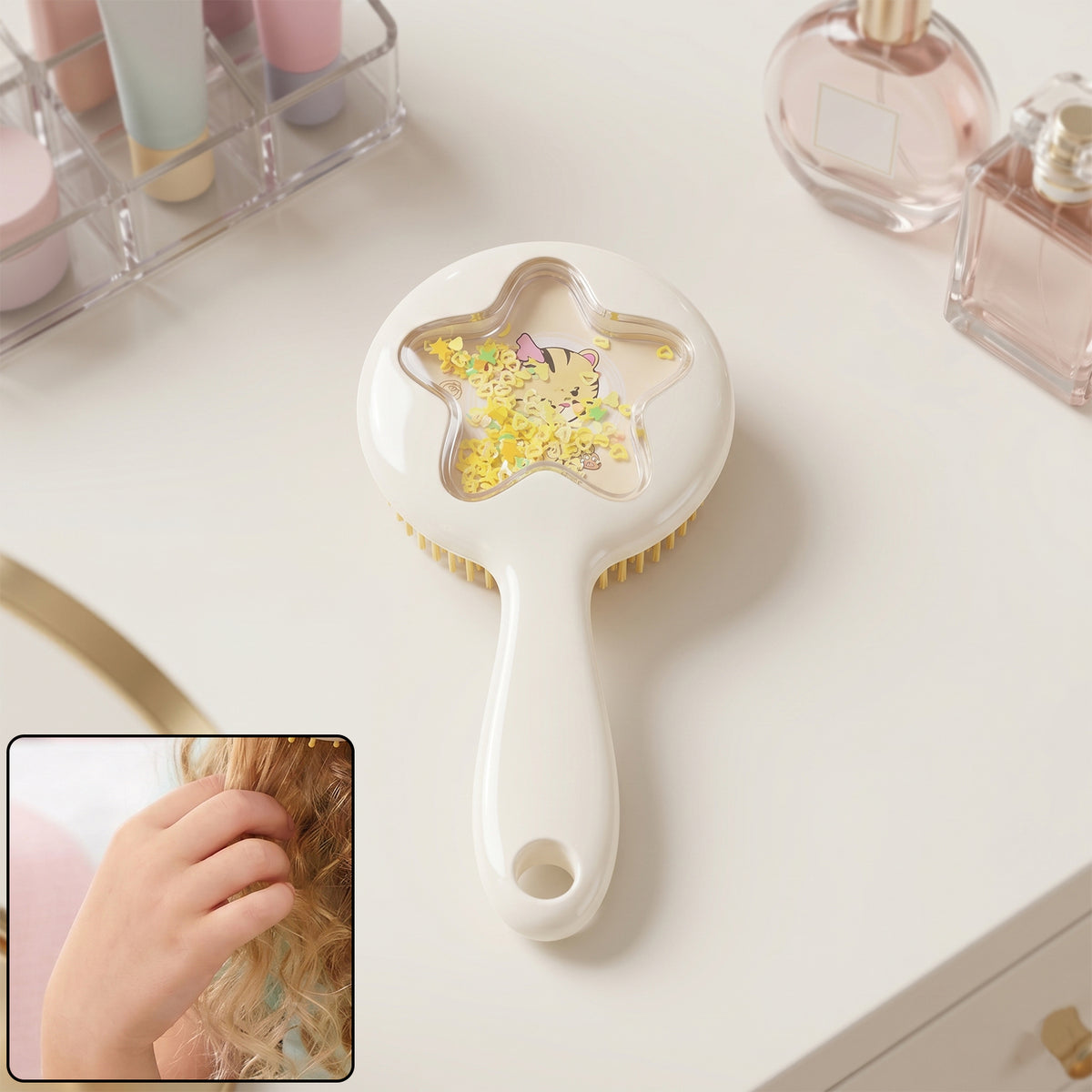 Cute Star Design Kids Hair Brush Soft Bristle Detangling Hair Comb (1 Pc)