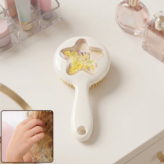 Cute Star Design Kids Hair Brush Soft Bristle Detangling Hair Comb (1 Pc)